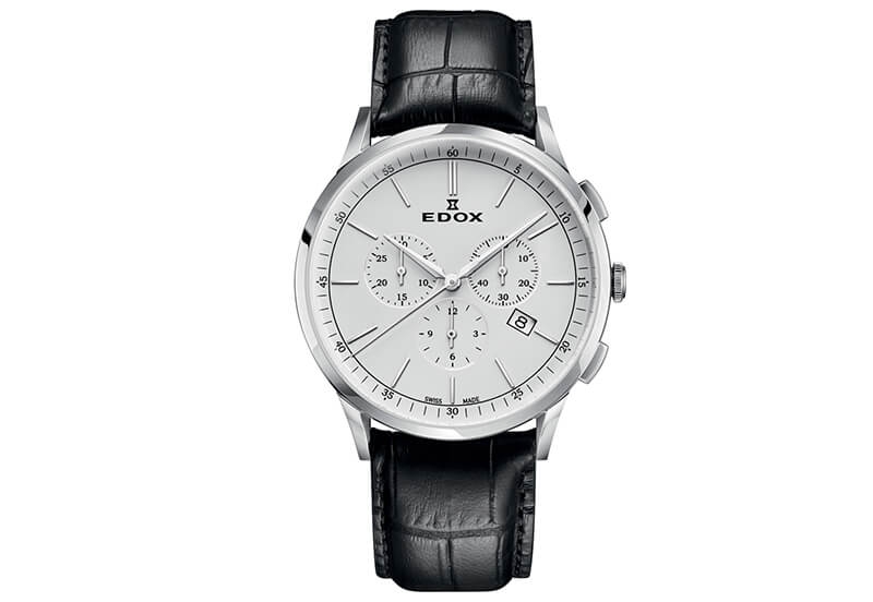 Edox Les Vauberts 10236 Uhrenarmband Schwarz Leder
