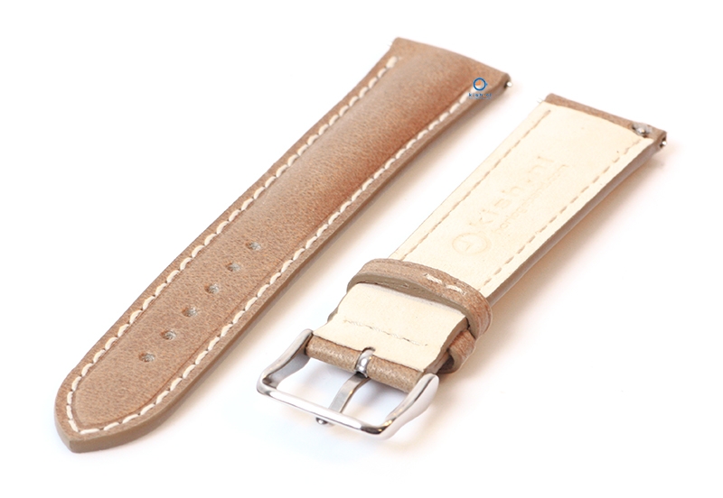 Horlogeband 20mm glanzend bruin leder - met Quick Switch